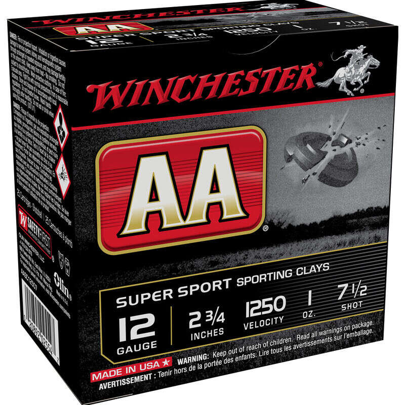 Ammunition Winchester Ammunition AA Supersport Sporting Clay 12Gauge WIN AA SPRT SC 12GA 2.75 #7.5 25/250